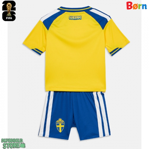 Sverige Replika Babytøj Hjemmebanesæt Børn VM 2026 Kortærmet (+ Korte bukser)